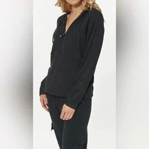 Leimere “Madewell” Bowery cream cashmere 1/2 zip drawstring long sleeve hoodie M